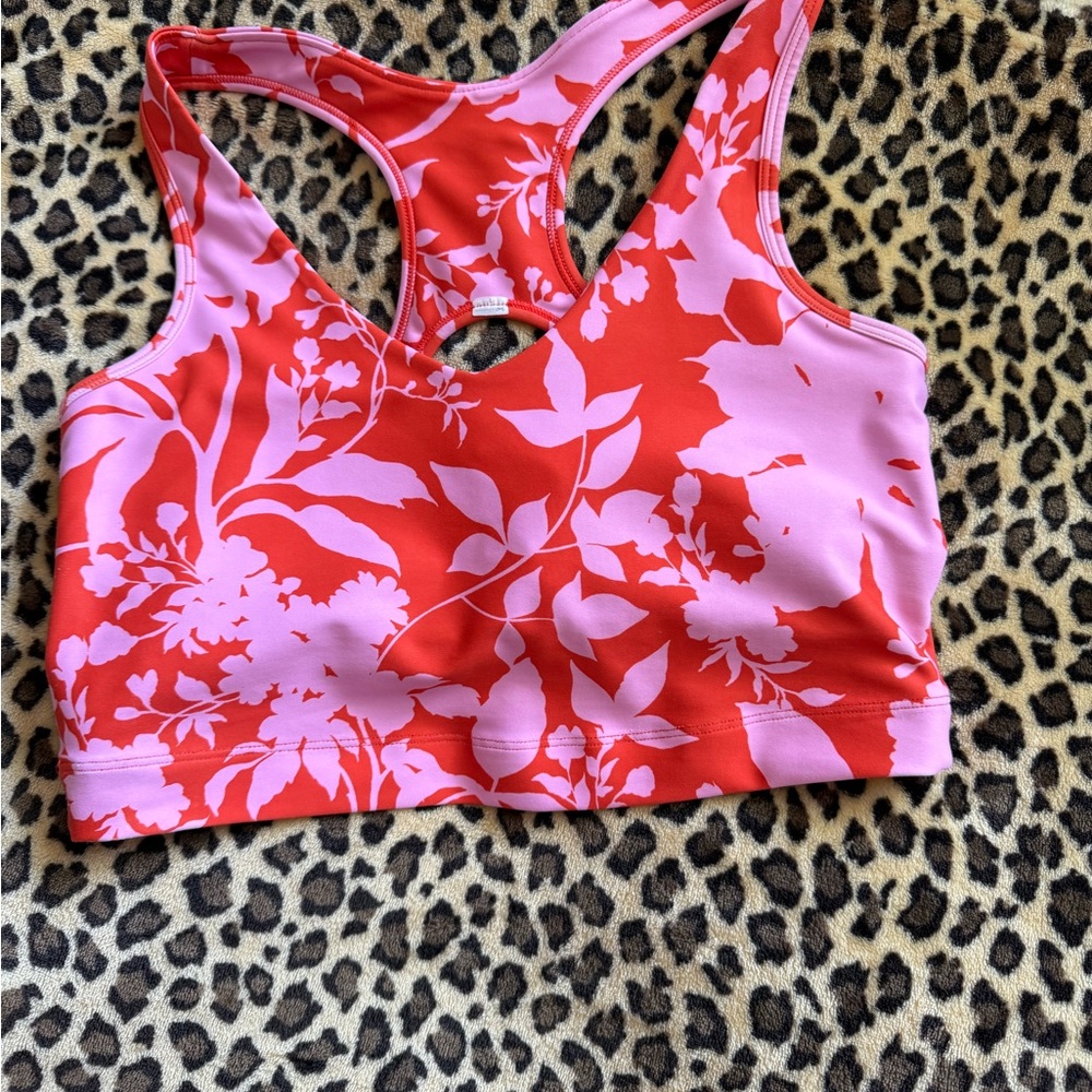 Sage Collective Lava Floral Racer-Back Athletic Crop Top